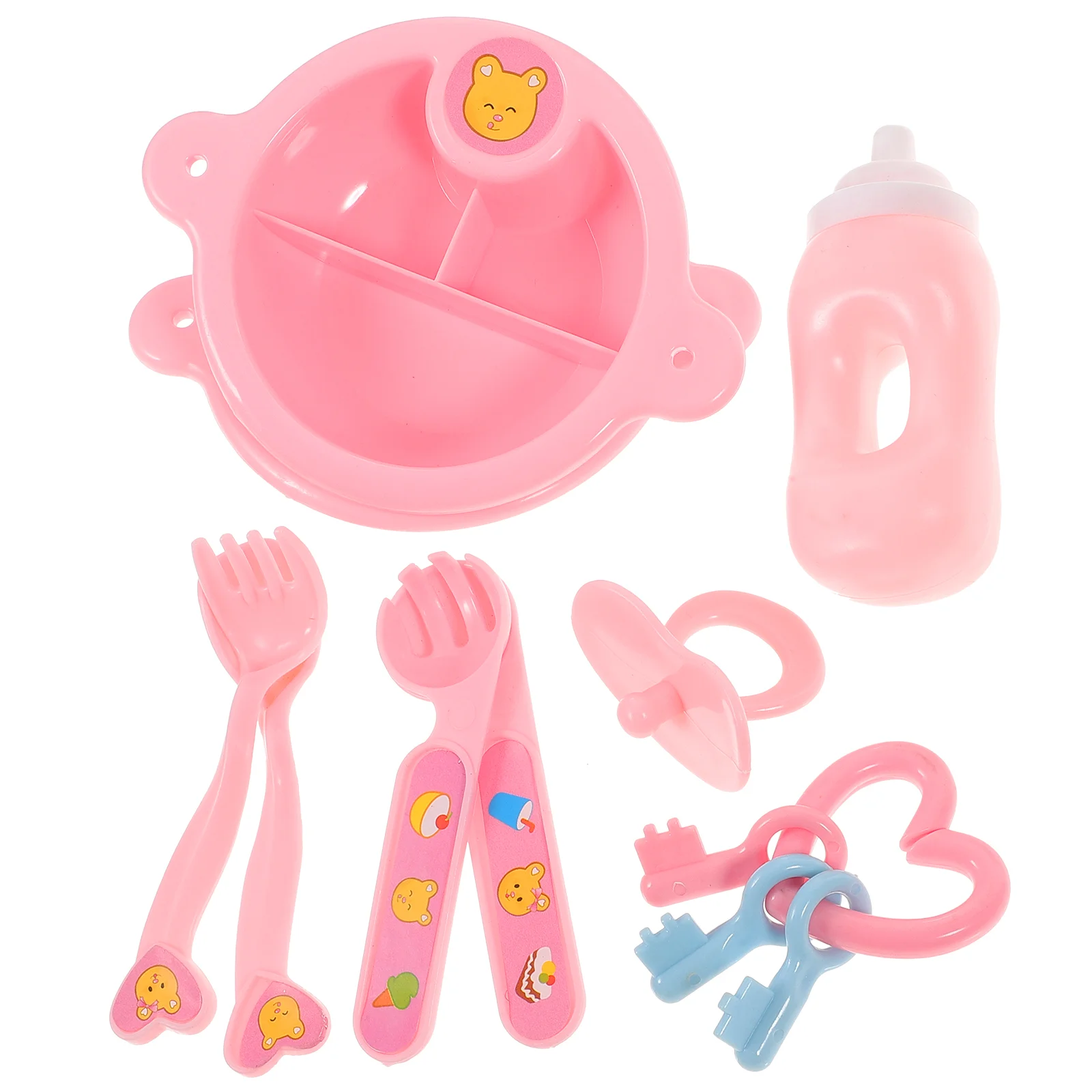 

11 X85cm Baby Playset Childrens Toys Feeding Tableware Love Simulation Pink