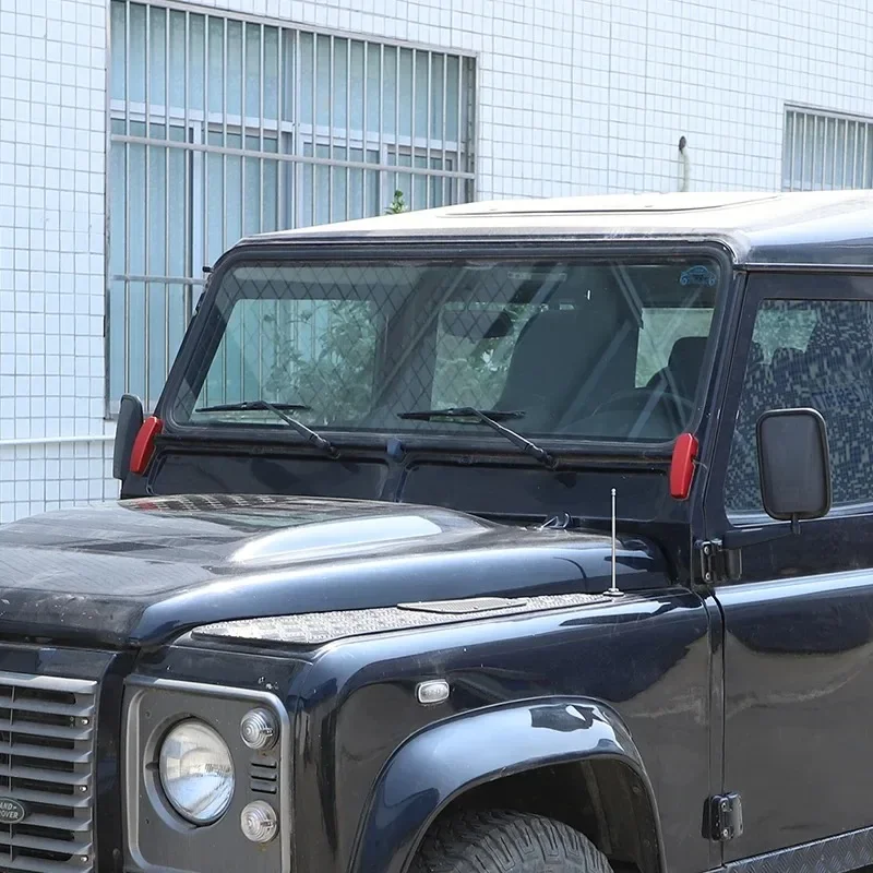 لاند روفر ديفندر 110 90 130 2004-2018 سبائك الألومنيوم الأحمر سيارة الزجاج الأمامي اتصال غطاء الكسوة اكسسوارات السيارات