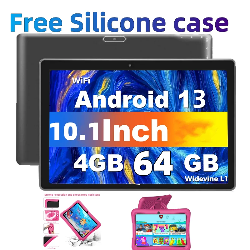 

10,1-дюймовый подарочный силиконовый чехол J11 Android 13 KID Tablet PC Allwinner A523, восьмиядерный процессор, 4 ГБ ОЗУ, 64 ГБ ПЗУ, двойная камера, WIFI, IPS-экран
