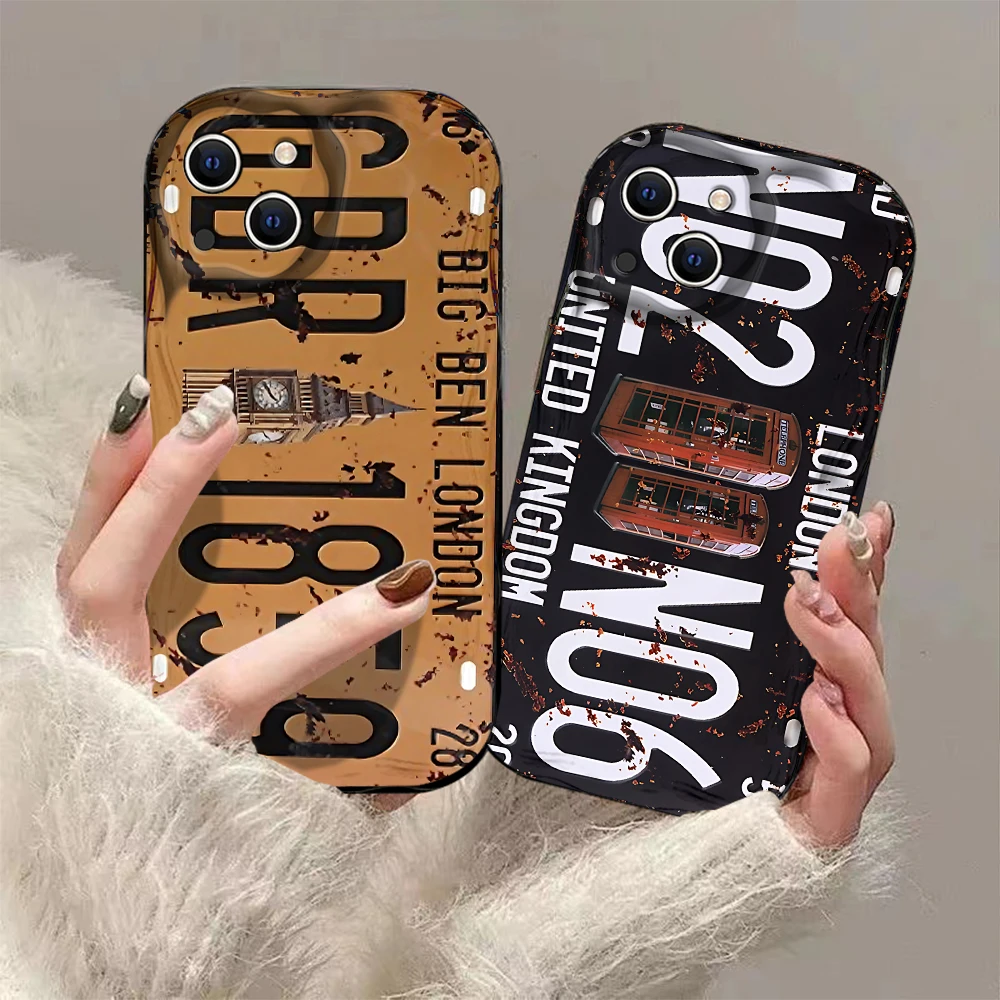 Retro Old License Plate Numb 3D Wave Case For iPhone 16 15 14 13 12 11 Pro Max Mini X XR XSMAX 8 7 6S Plus Soft Silicone Cover