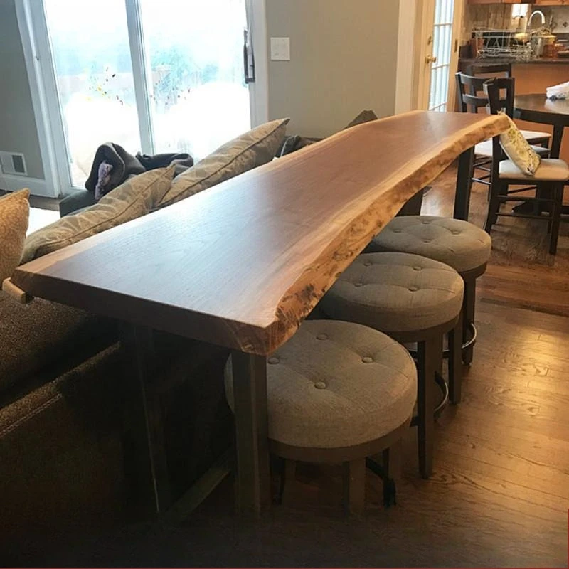 

Retro solid wood bar table, table and chair combination commercial household balcony against the wall