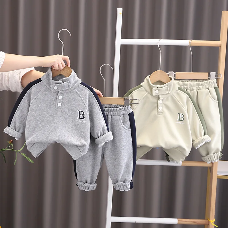 

Boys Spring Collection 2025 New Kid Girls Sportswear Handsome Spring Autumn Children Korean Edition Coat Simple High Collar