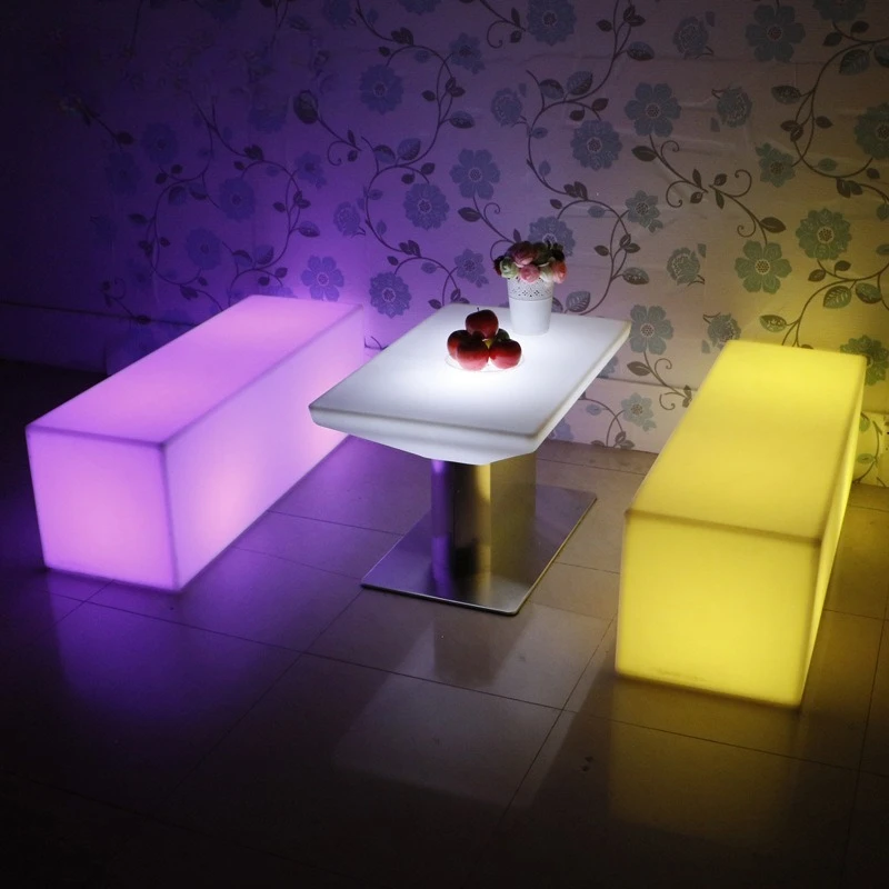 屋外LEDレジャーパークショッピングモール休憩待合発光列椅子コミュニティベンチ景観