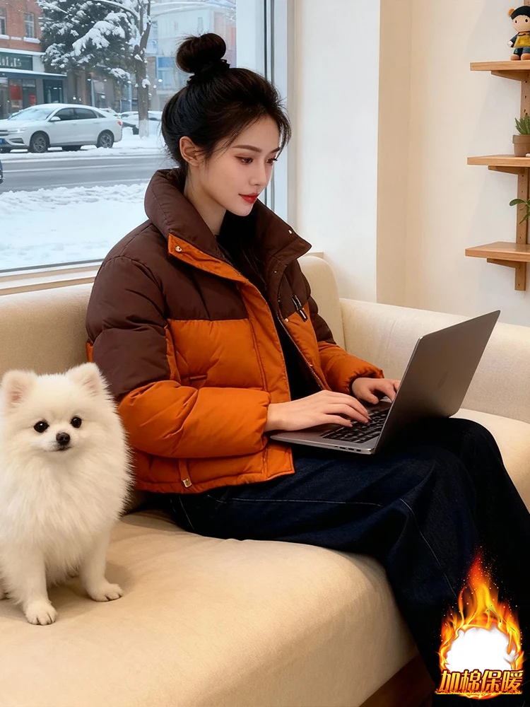 

Женское зимнее пальто с подкладкой из флиса, на пуху, новое, повседневное, простое, свободного кроя, на пуговицах и молнии, однотонное