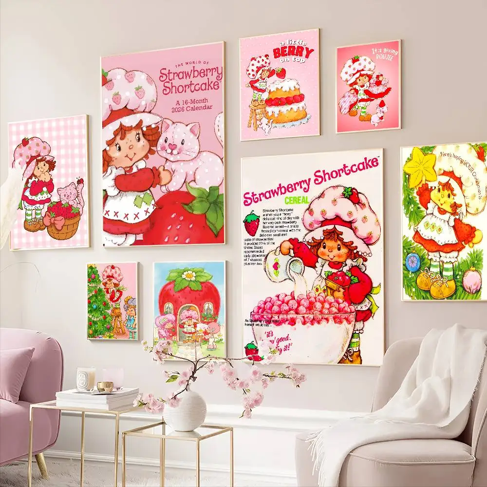 Cartoon Strawberry Shortcake Movie Sticky Posters Vintage Room Home Bar Cafe Decor Room Wall Decor