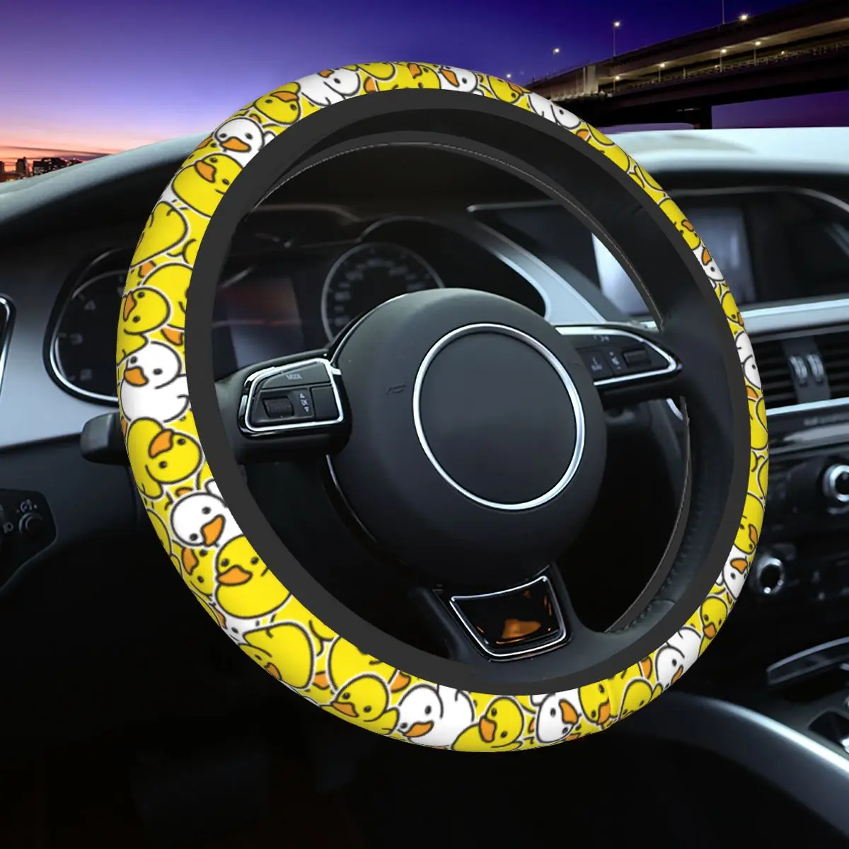 38cm Car Steering Wheel Cover Ducky Cartoon Duck Rubber Pattern Universal Car-styling Suitable Automobile Accessory