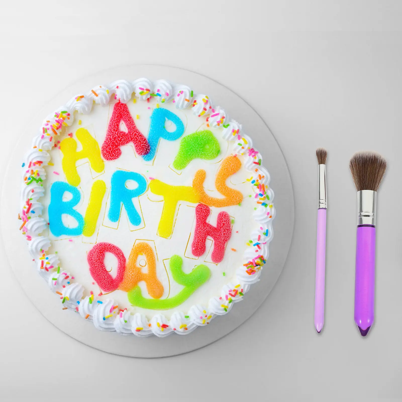 

2Pcs Cake Decorating Brushes Set Multi-Function Dessert Painting Tools for Fondant Cake DIY Baking Watercolor Brush Kit