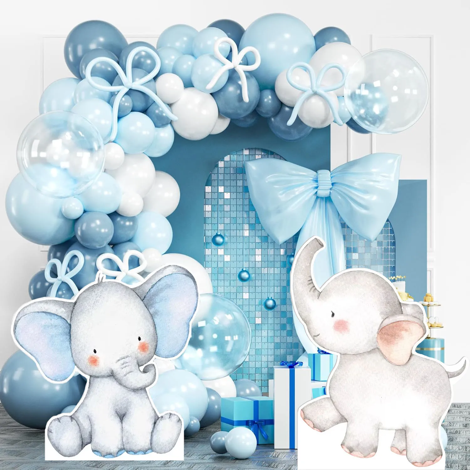 Tablero de espuma de elefante rosa y azul con recorte de elefante de 18/24/36 pulgadas para fiesta de cumpleaños, Baby Shower, decoraciones para fiesta de reventa de género