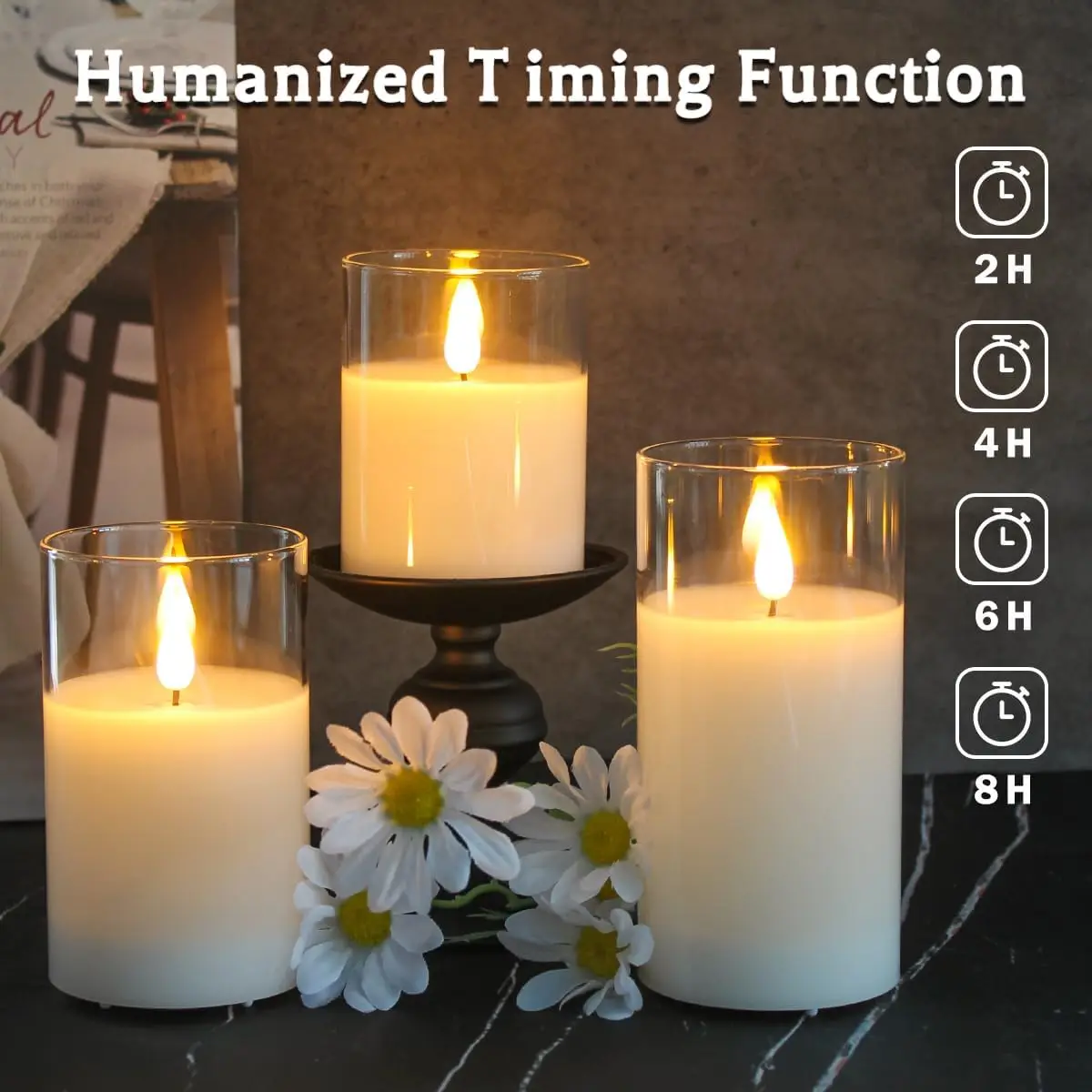 Led Electronic Flameless Candles Light Remote Timer Flickering Lamp Clear Acrylic Glass Battery Powered Wedding Party Christmas