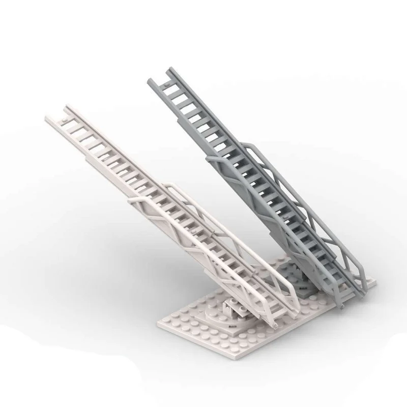 MOC telescopic ladder accessories, track rescue building block toys, 11299+15118, freely retractable, guardrail ladder