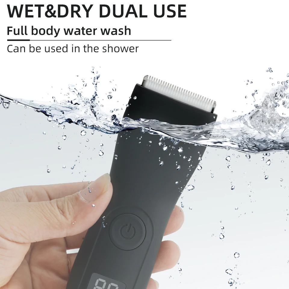 Professional Electric Groin Hair Trimmer Body Groomer Shaver for Men IPX7 Waterproof Wet/Dry Clippers Male Hygiene Razor Face