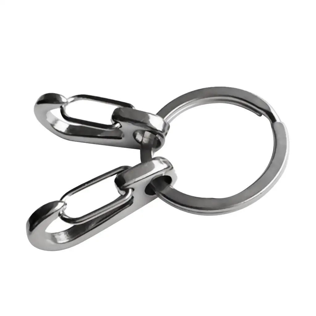 2 Pieces Stainless Steel Split Keychain Key Clasps Clips Hook Carabiner