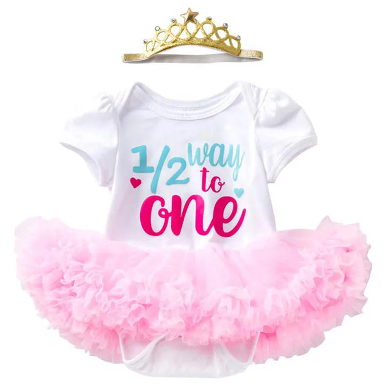 Baby 1st Birthday Outfits for Baby Princess Party Tutu Dress with Crown Headband Half 1 Years Dresses for Toddler Baby Clothes