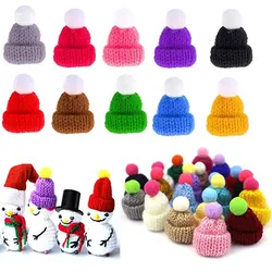 5-30Pcs Christmas Mini Knitting Hats Pompom Small Knit Cap Cute Doll Hat for DIY Crafts Christmas Tree Decor Hair Accessories