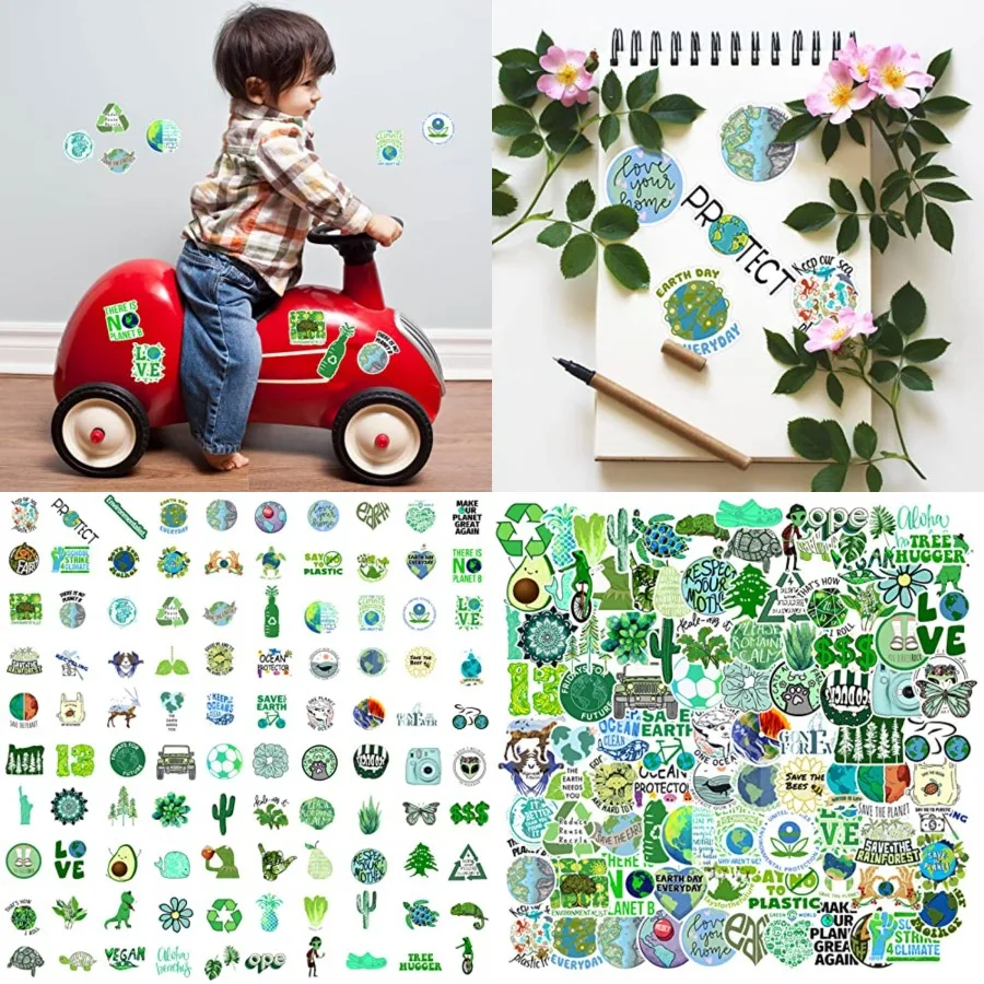 

Environmental Protection Stickers 100PCS Earth Day Stickers for Water Bottles Stationery Bicycles - Eco-Friendly Decals for Sus