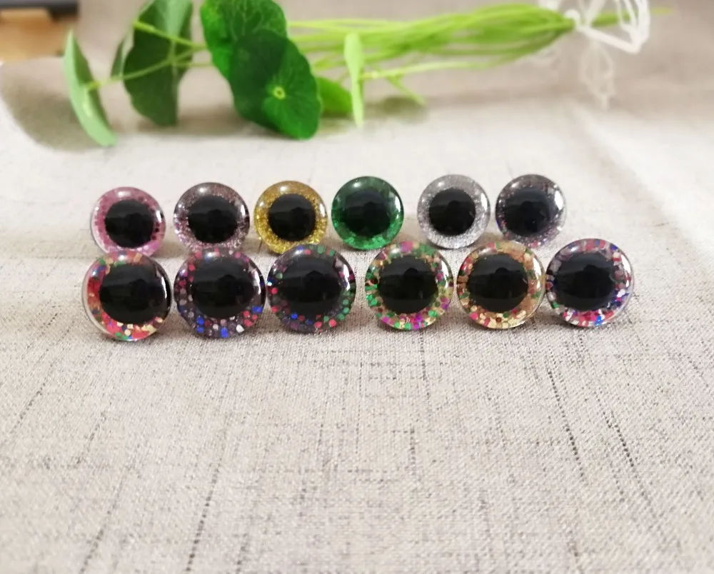 104pcs--new hot sale 16mm&20mm&24mm clear trapezoid plastic safety toy eyes +colorful glitter Nonwovens +washer for diy doll--HS