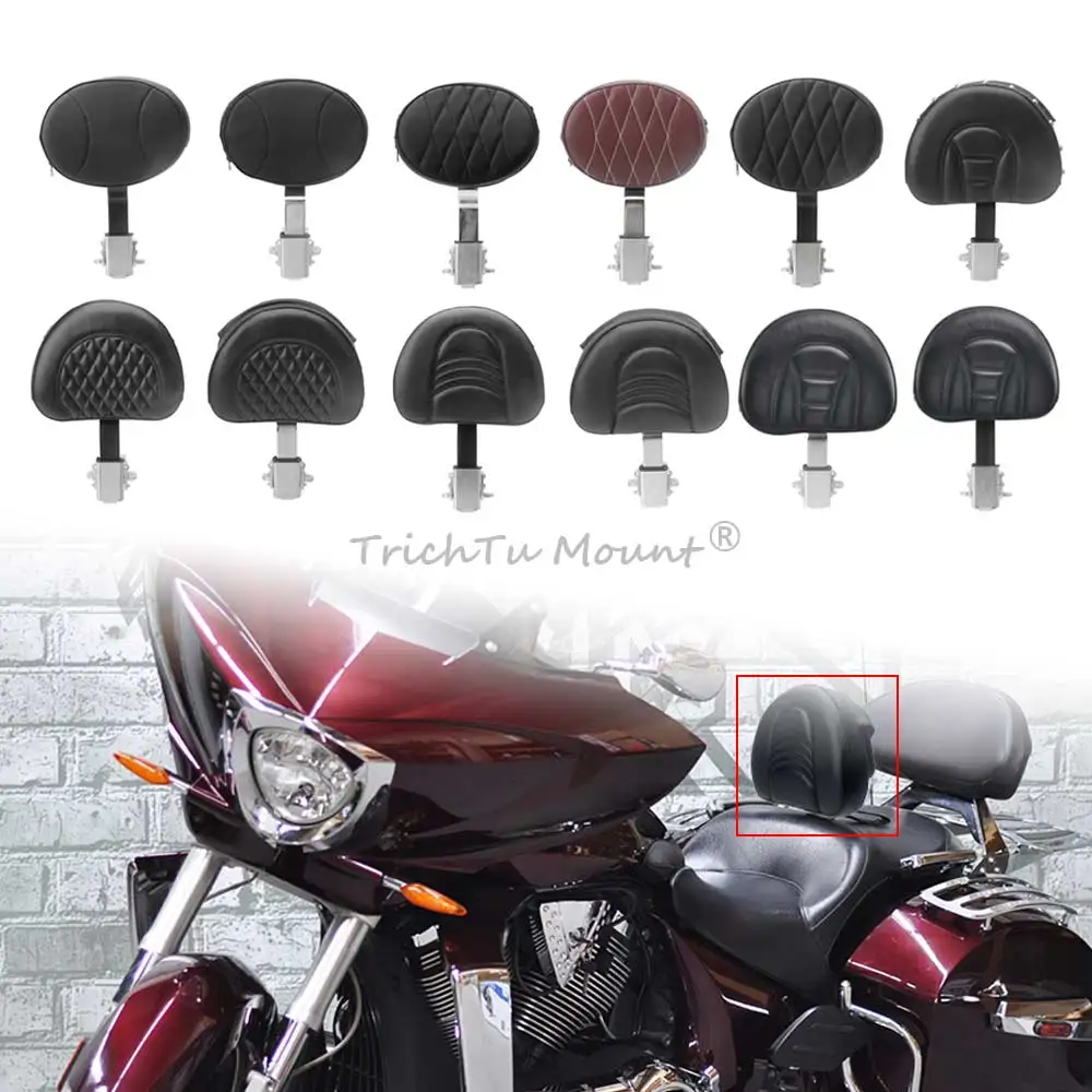 Adjustable Motorcycle Backrest With Mounting Kit Sissy Bar Backrest for Victory 2012-2017 PU Leather Motorcycle Seat Backrest