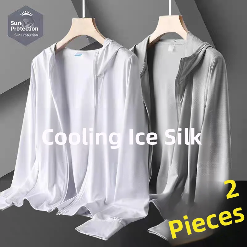

Men's Summer Ice Silk UV Protection Light Weight Breathable Fishing Jacket Outdoor Active Wear Polyester Long Sleeve Zipper C...