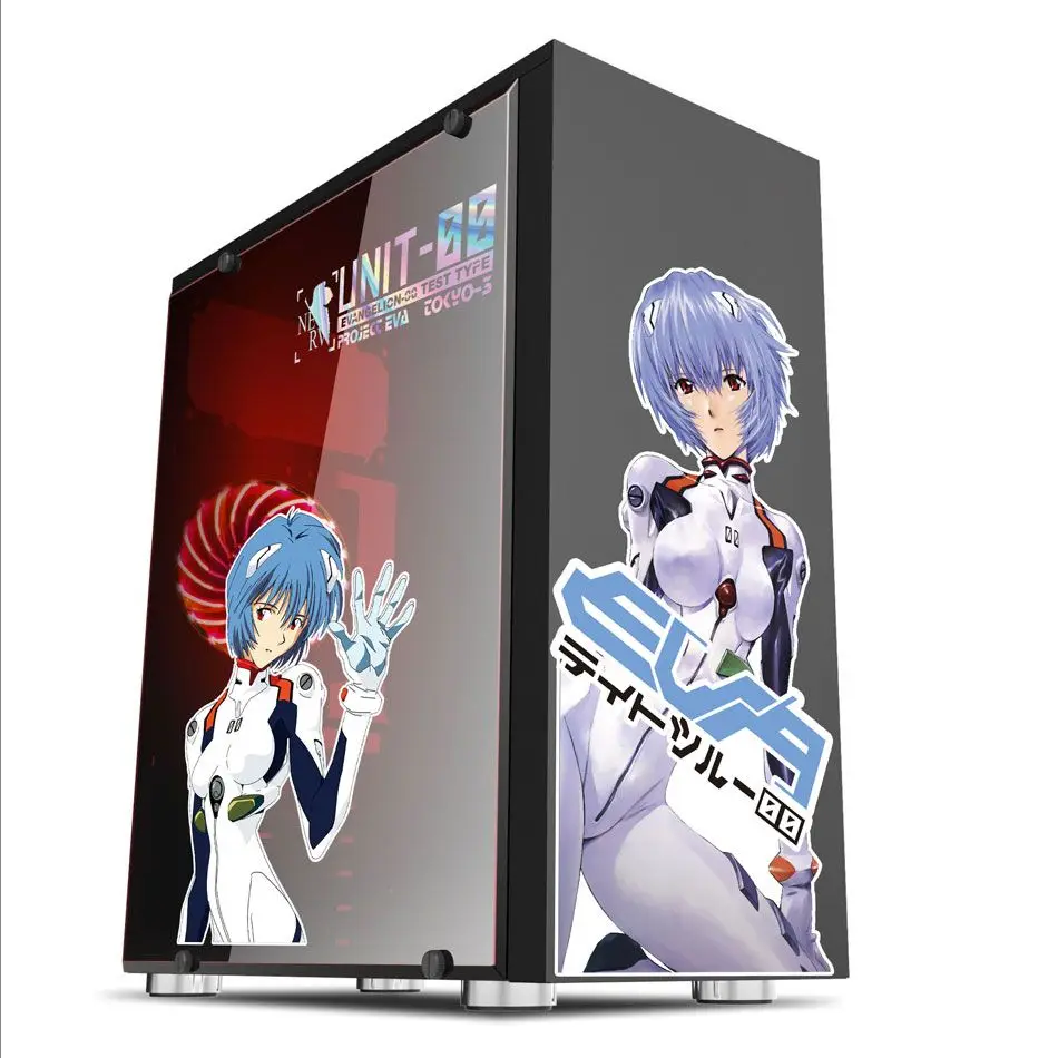 Evangelion EVA Anime Stickers for PC Case,Cartoon Decor Decal for ATX Mid Tower Computer,Waterproof Easy Removable