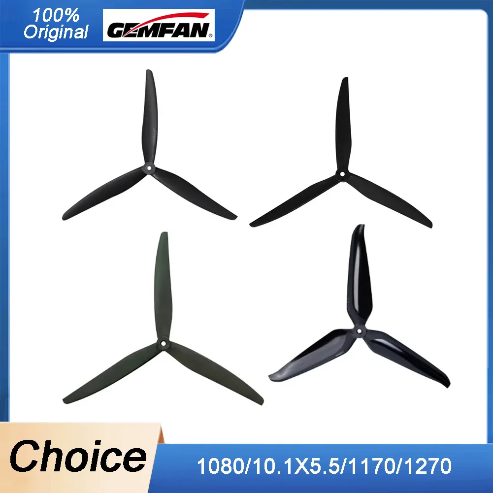 

2 пары 3-лопастных нейлоновых реквизитов GEMFAN из стекловолокна — 1080/10,1X5,5/1170/1270 для дронов «сделай сам» с фристайлом/дальным радиусом действия