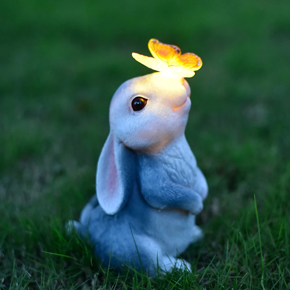 Solar Rabbit Light Solar Bunny oświetlenie dekoracyjne wodoodporna na zewnątrz lampa królik żywica kreskówka dla dekoracja ogrodowa