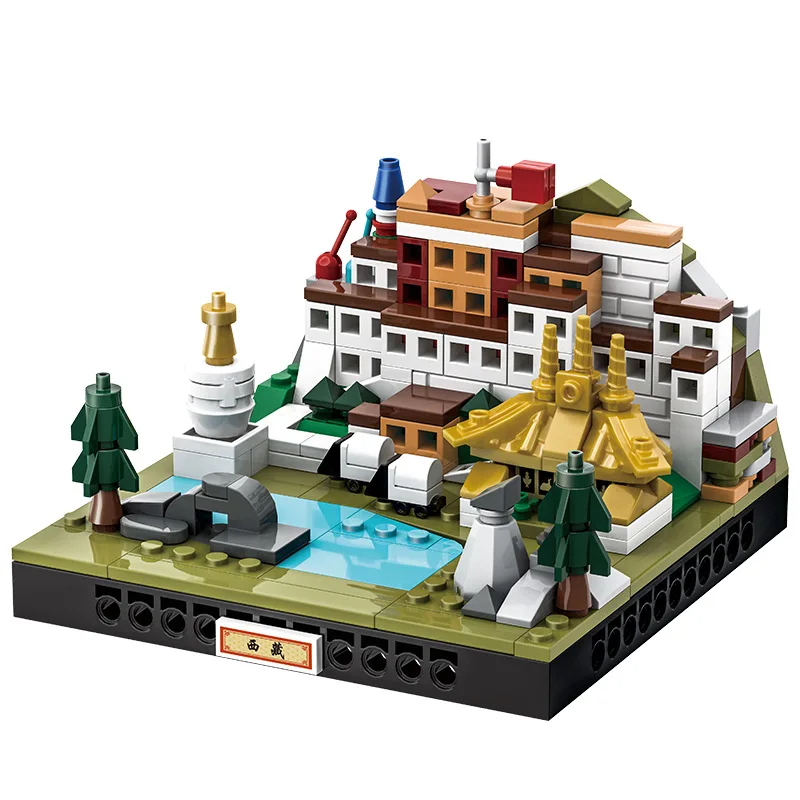 Mini Klocki Pałac Potala w Tybecie Kultura Tybetańska Model Lhasa Chińskie Produkcja Zabawka do Samodzielnego Montażu Prezent Edukacyjny Dekoracja Domu
