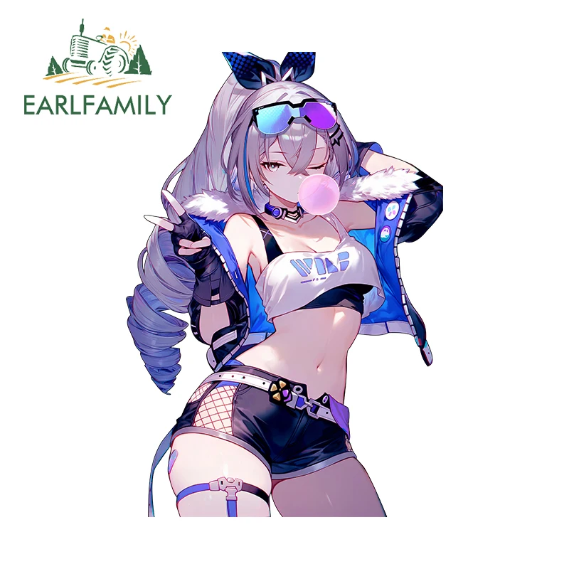 

EARLFAMILY Honkai star rail sliver wolf Car Stickers colorful cute girl Rearview mirror Decals Scratch-Proof Car styling