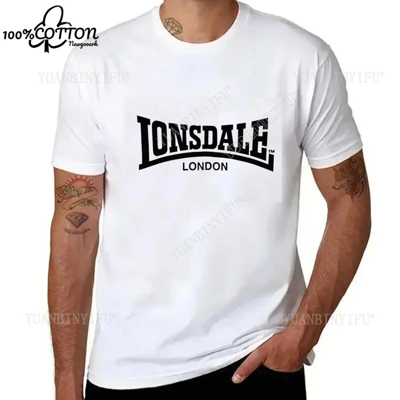 Harajuku  Classic  Lonsdale LOGO Printed 100%Cotton  T-shirt Top Trend Male Summer O-neck Short Sleeve Casual