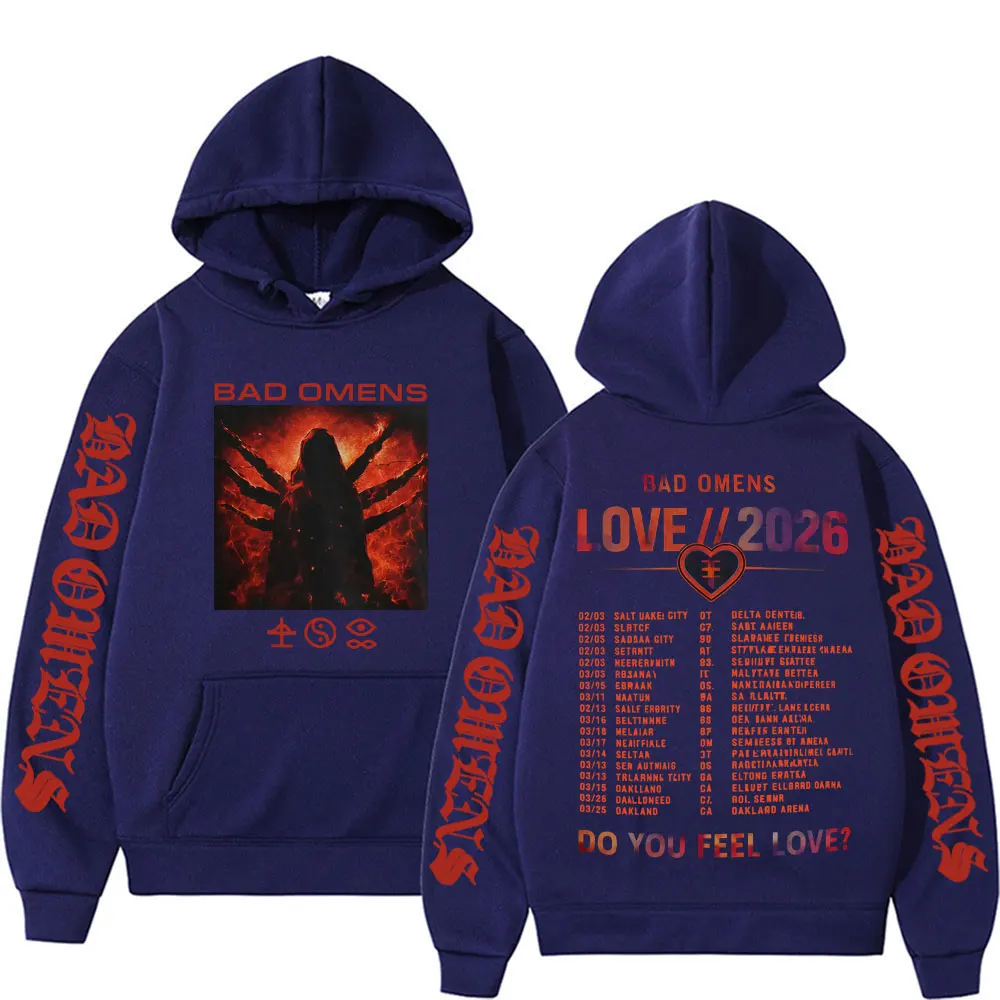 Band Bad Omens Do You Feel Love Love 2026 Tour Hoodies Men's Clothes Fashion Vintage Pullovers Fleece Loose Oversized Sweatshirt