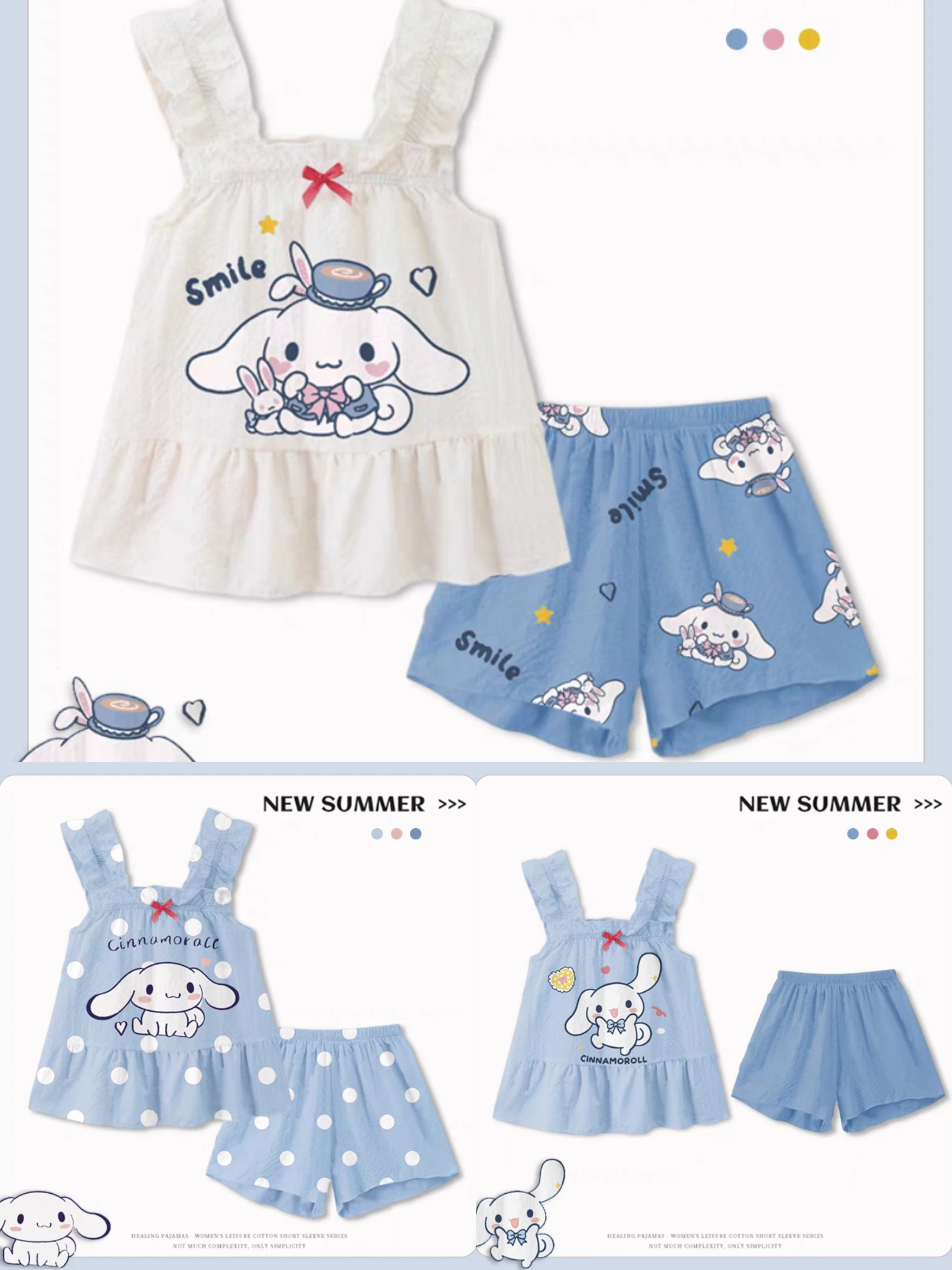 

MINISO Sanrio Summer Baby Girl Clothes Set Cute Cartoon Sleeveless Tops + Shorts Suit Children Kid Casual Top Bottom Outfits