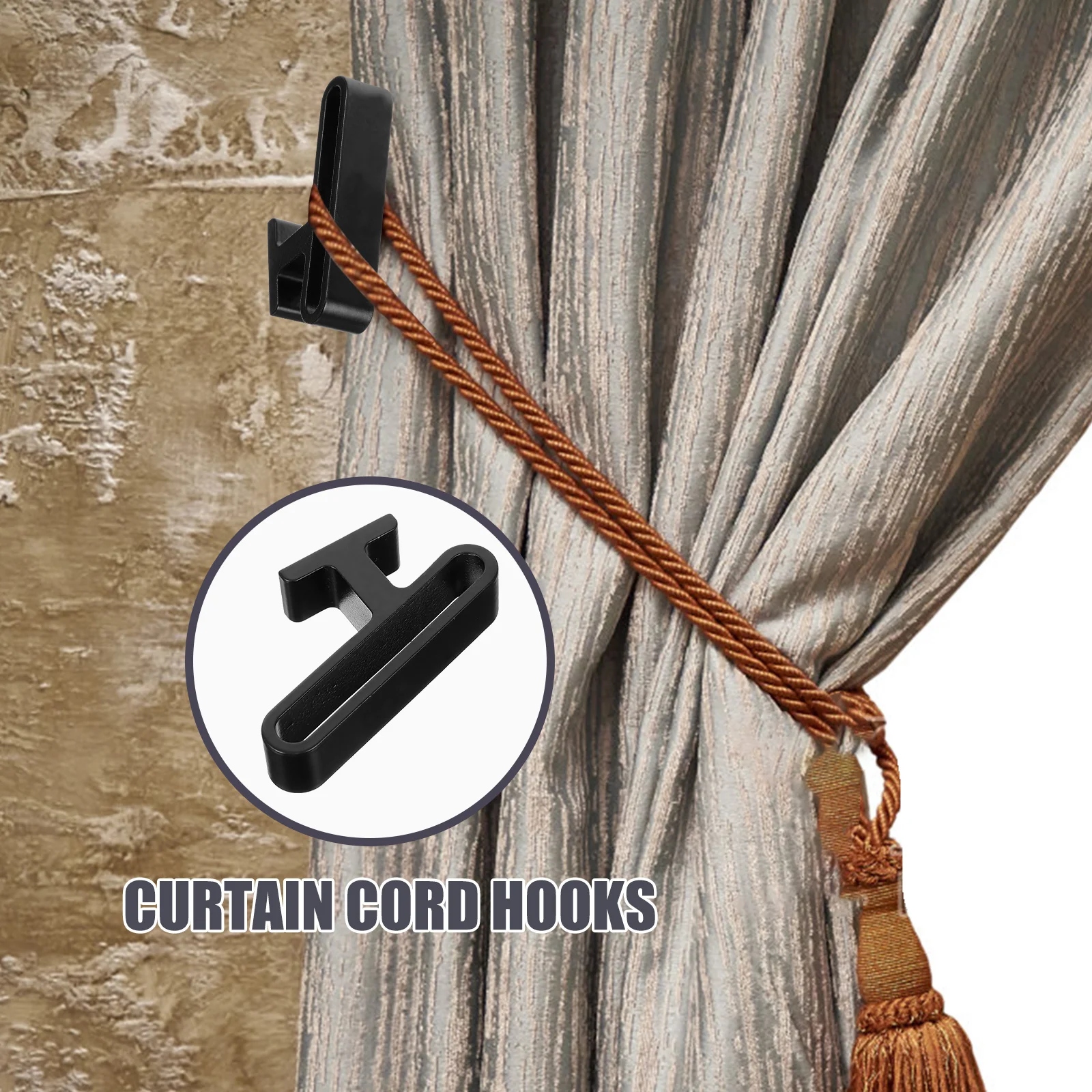 

2Pcs Sturdy Zinc Alloy Curtain Cord Hooks Rustproof Blind Cord Winder Simple Design Home Office Blind Rope Cleat