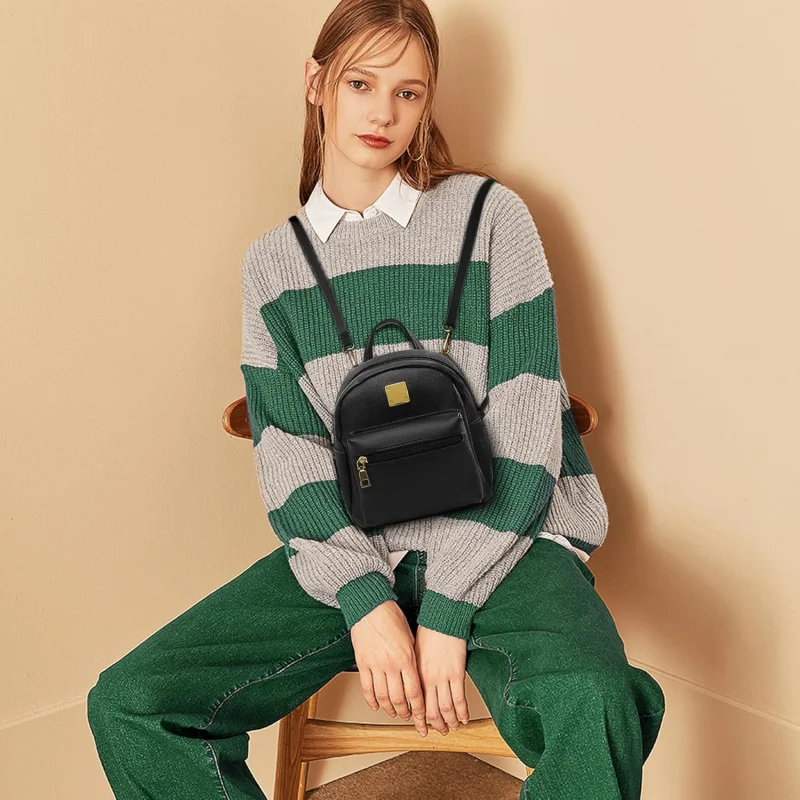 , Sacs à dos de mode pour femmes en PU, sac à dos avec bandoulière amovible, mini sac à dos pour voyage (rose)