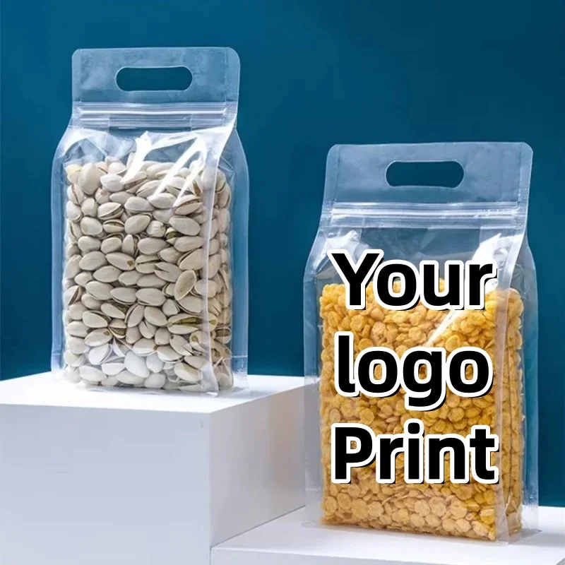 

50PCS 3D Portable Stand-up Clear Plastic Ziplock Bag DIY Coffee Snack Candy Sugar Market Party Wedding Gifts Packaging Pouches