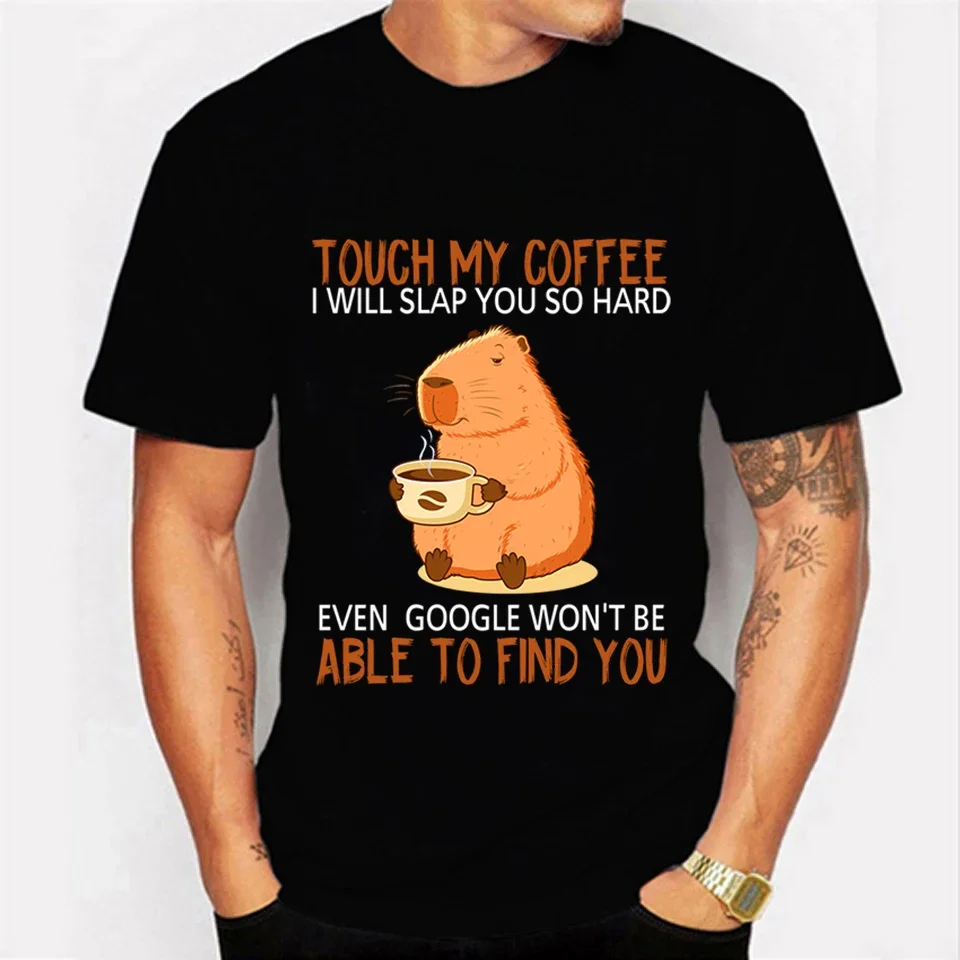 

Футболка с надписью «Touch My Coffee I Will Slap You So Hard Graphic», забавная футболка капибара, модная футболка в стиле Харадзюку, женская и мужская брендовая футболка