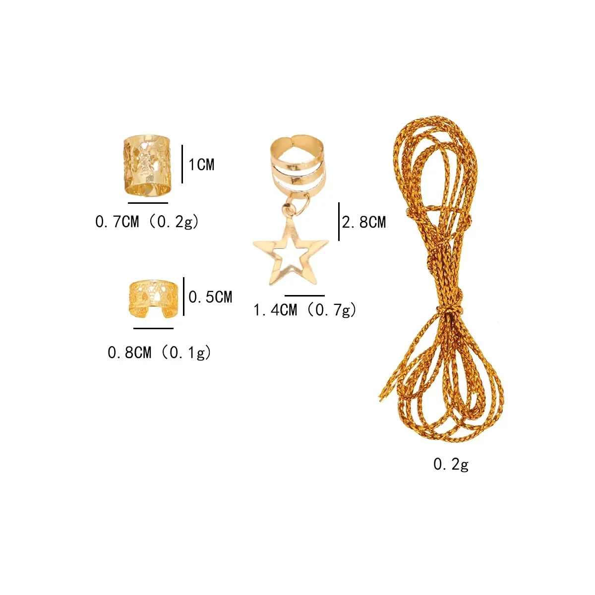 36 قطعة/الوحدة الذهب والفضة الخرز قابل للتعديل ضفائر الشعر الخرز خواتم الكفة كليب أنابيب للنساء الرجال مهرجان الموسيقى كول تصفيف الشعر