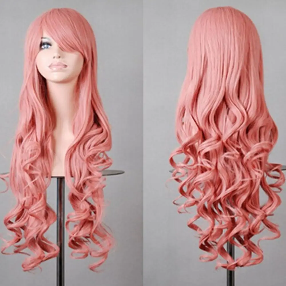Vibrant Curly Wave Wig with Bangs - Synthetic Hair, Buckle Net Cap, Elegant Style for Women