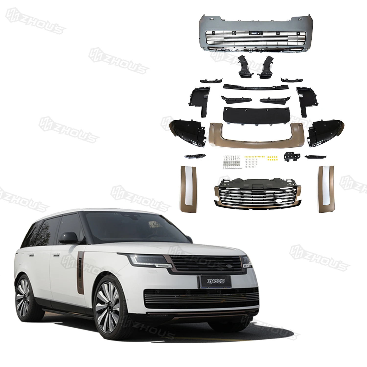 

Auto Modified Car Accessories Body Parts Side Skirt Front Bumper Car Grills Body Kit for Range Rover Vogue