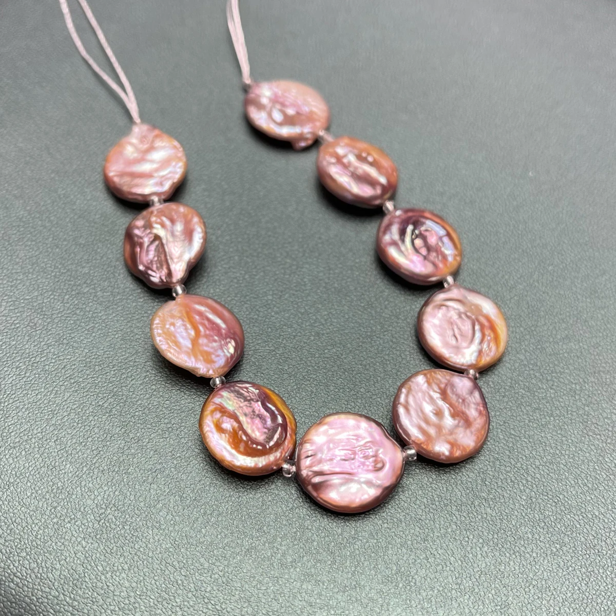 15-16mm 4A 18cm Dynamic Texture Pink Round Baroque Natural Freshwater Pearl Bead Jewelry Make DIY Necklace Bracelet Accessories - Image 2