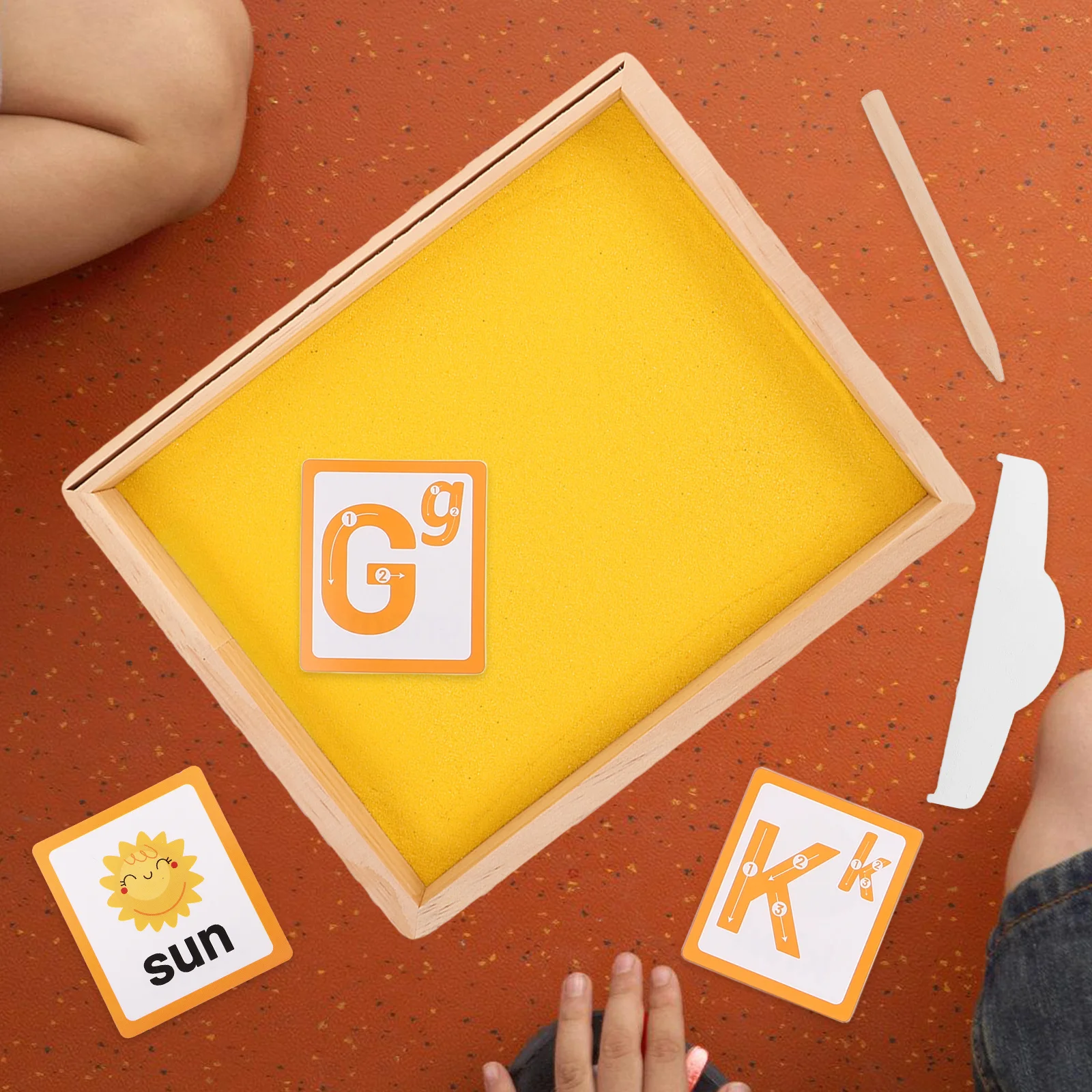 

1Set Sand Drawing Tray Wooden Montessori Writing Learning Tool for Kids Early Education Number Letter Practice Sensory