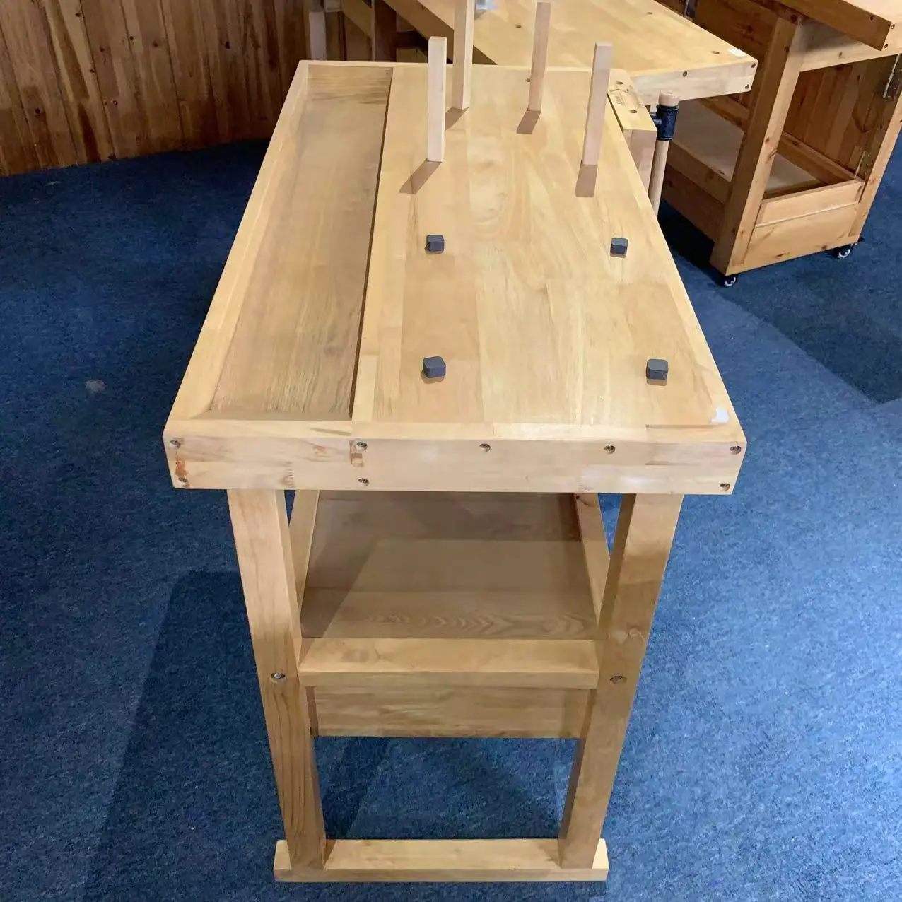 New and Used Home Workshop Steel Workbench with Wooden Drawers for Garage Featuring Essential Motor and Bearing Components