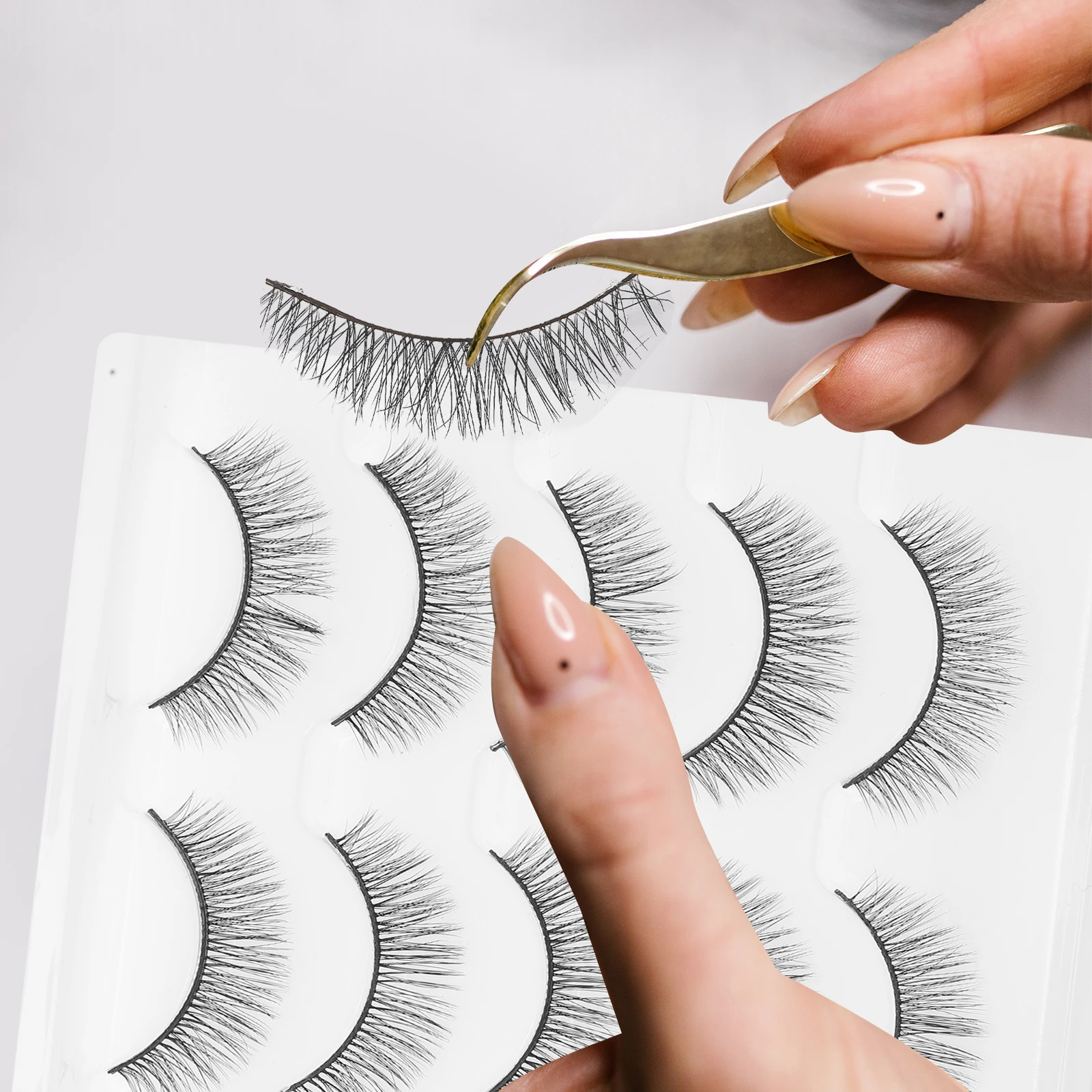 5 ペア合成つけまつげ偽まつげナチュラルルックメイクまつげ女性のための目の美容ロングウェア偽まつげ