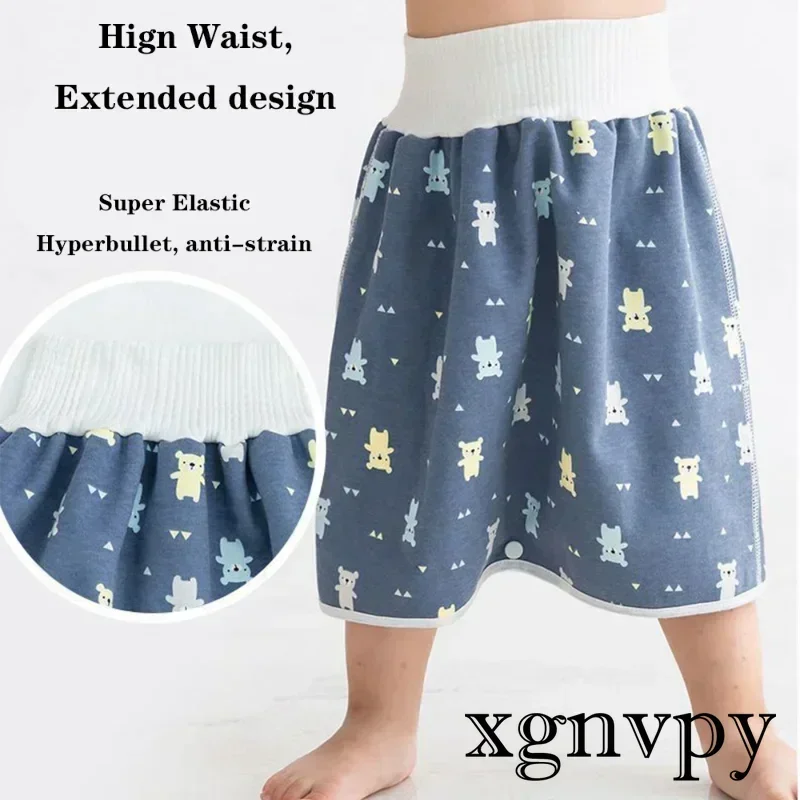 xgnvpy Baby Waterproof Diaper Pants Skirt Potty Training Comfy Shorts Sleepwear Bedclothes for Boys Girls