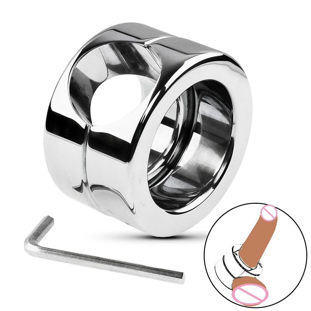 

Stainless Steel Cock Weight-Bearing Restraint Ring Delayed Ejaculation Penis Scrotum Locking Ring Men'S Masturbator Adult Toys