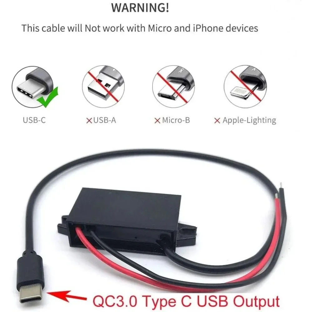 DC/DC Buck Module 12V 24V To 5V 3A Micro USB Type-C Output Step Down Voltage Regulator Charger Compatible for Electronic Device
