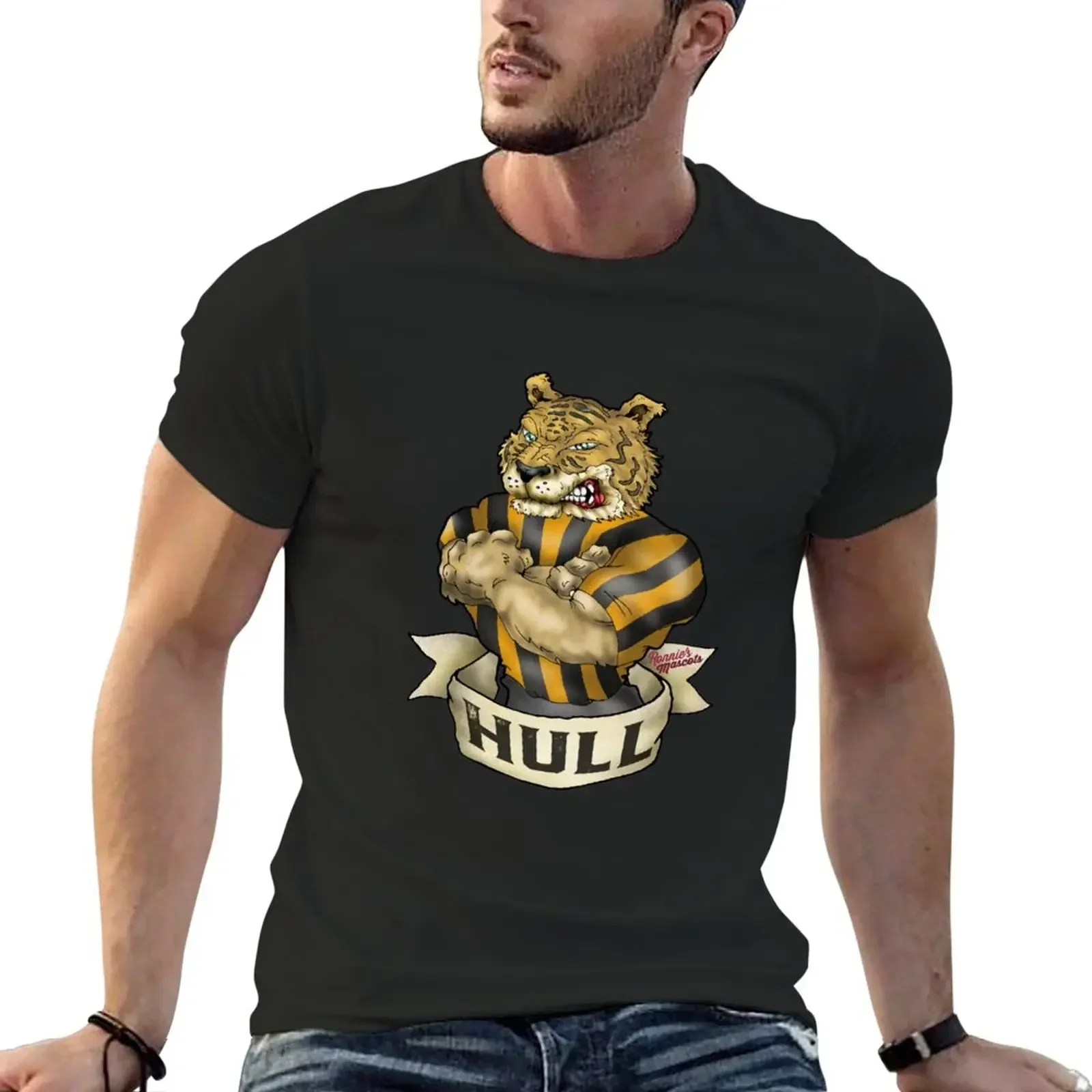 

Футболка с талисманом Hull City Tiger, мужские футболки, футболки с рисунком, спортивные фанаты, мужские футболки с рисунком