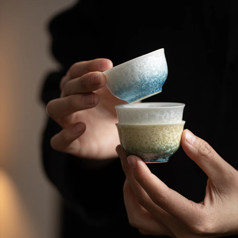 Crystal Glazed Ceramic Handmade Kung Fu Tea Master Cup, Personal Single Cup, Smelling Fragrance Cup