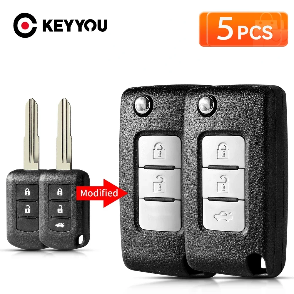 

KEYYOU 5Pcs For Mitsubishi Eclipse Cross GK1W/2W/9W 2017 2018 2019 2020 ASX 2/3BNT Modified Remote Car Key Shell MIT11R Blade