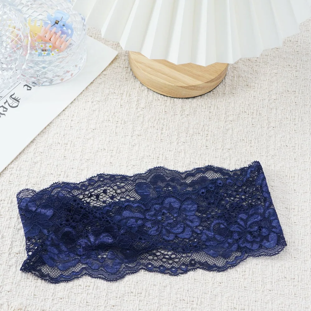 Modisches elastisches Haarband aus Mesh-Spitze, ausgehöhlt, elegantes Stirnband, leicht, atmungsaktiv, Kopfbedeckung, Kopfbedeckung für Damen und Mädchen – Detail 4