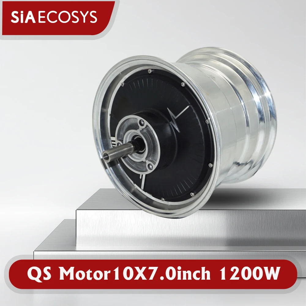 QSMOTOR 1200W 7 Inch Wide Rim 10 Inch Wheel Hub Motor for Electric Motorcycle Scooter Brushless Power Drive Conversion Kit