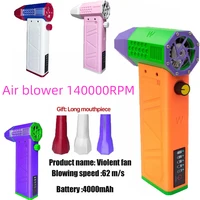 Mini ventilador portátil turbo jet con tres modos ajustables, 140.000 rpm, 62 m/s, para limpiar el polvo de los automóviles y otros también de limpieza